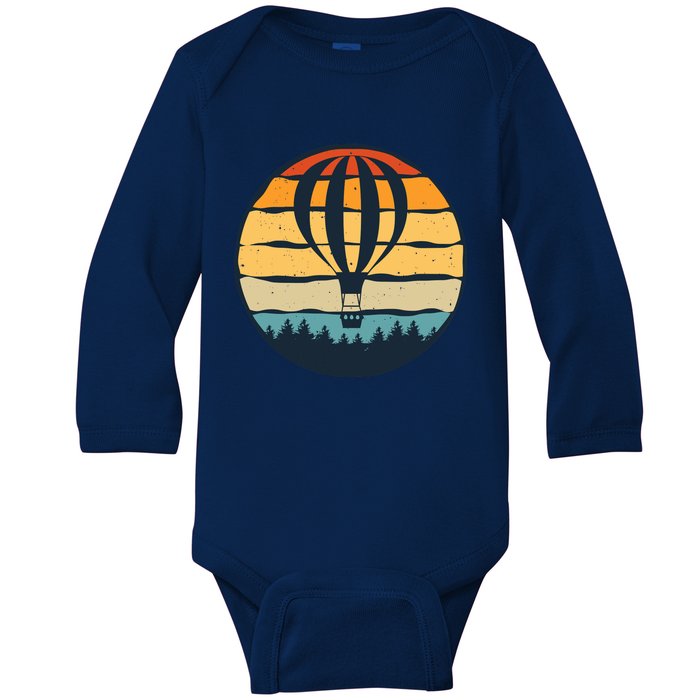 Vintage Hot Air Balloon And Ballooning Design Sky Adventure Baby Long Sleeve Bodysuit