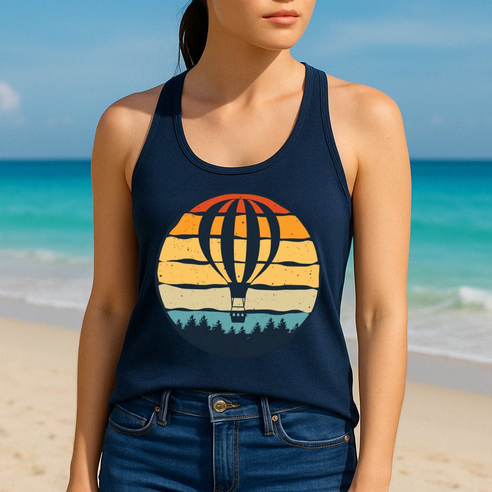 Vintage Hot Air Balloon And Ballooning Design Sky Adventure Womens Tank Top