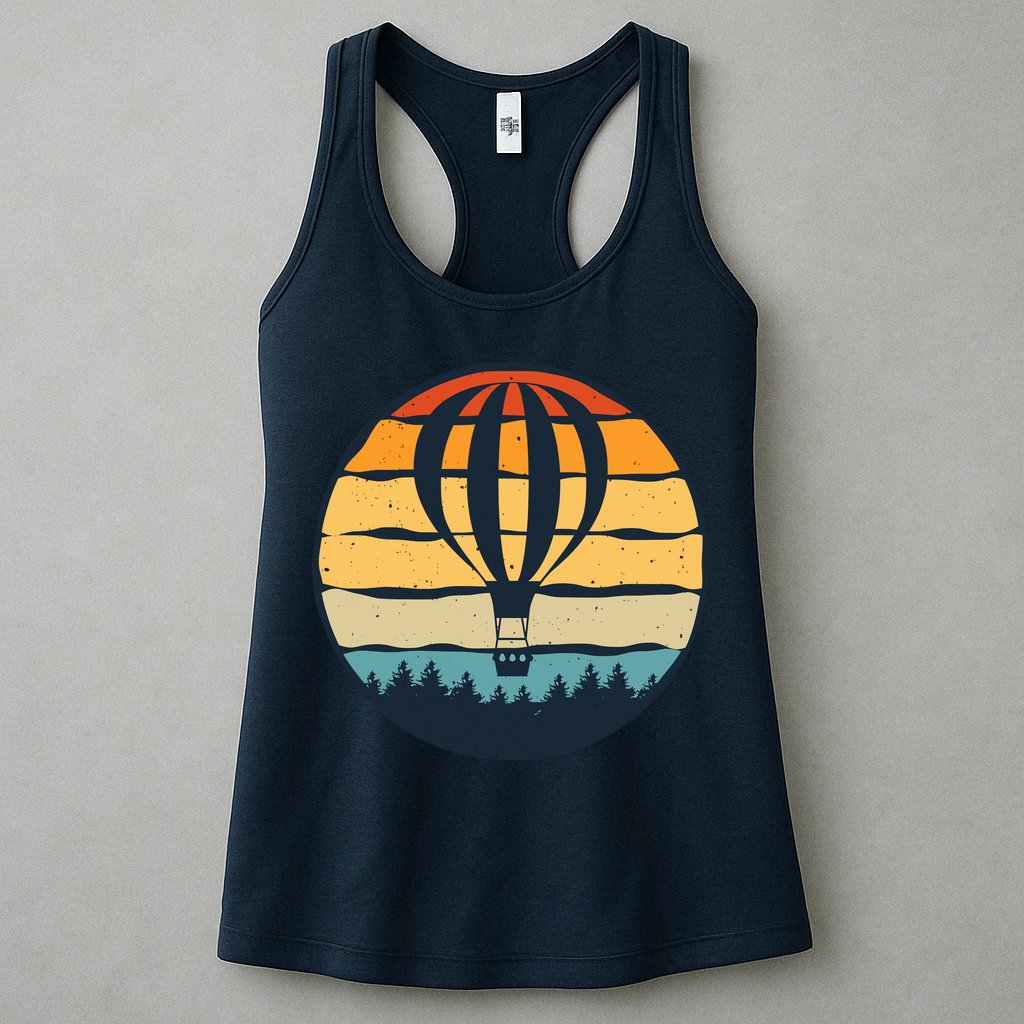 Vintage Hot Air Balloon And Ballooning Design Sky Adventure Womens Tank Top