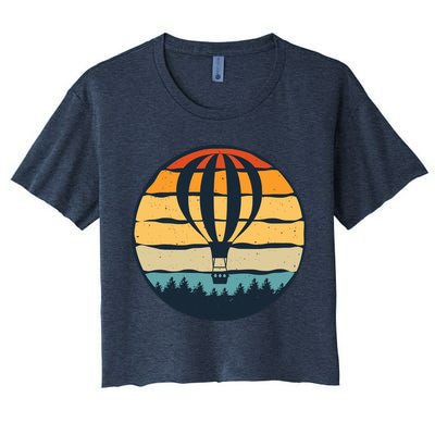 Vintage Hot Air Balloon And Ballooning Design Sky Adventure Crop Top