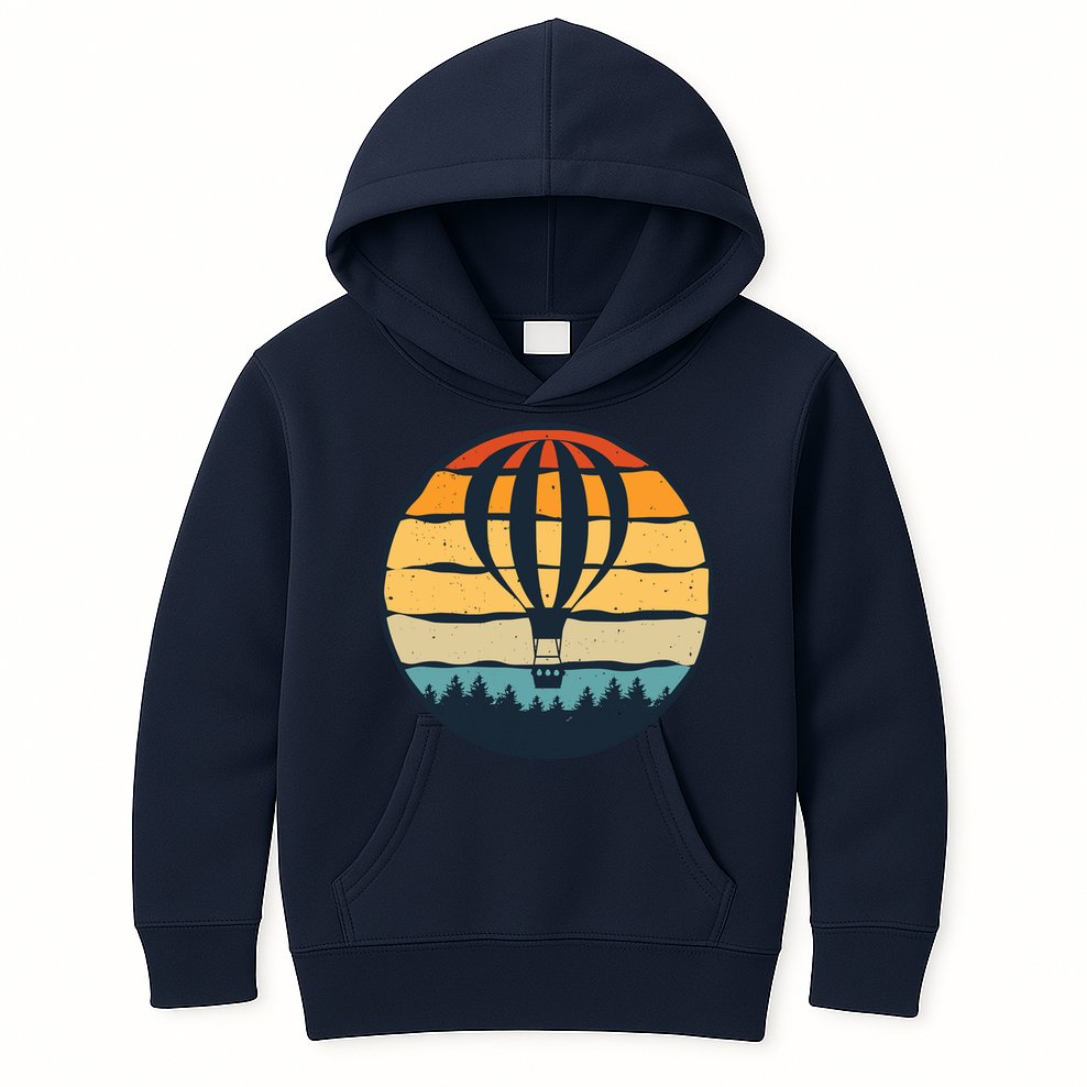 Vintage Hot Air Balloon And Ballooning Design Sky Adventure Kids Hoodie