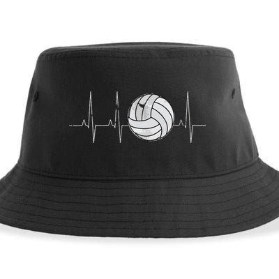 Volleyball Heartbeat As Funny Volleyball Gift Ideas Sustainable Bucket Hat