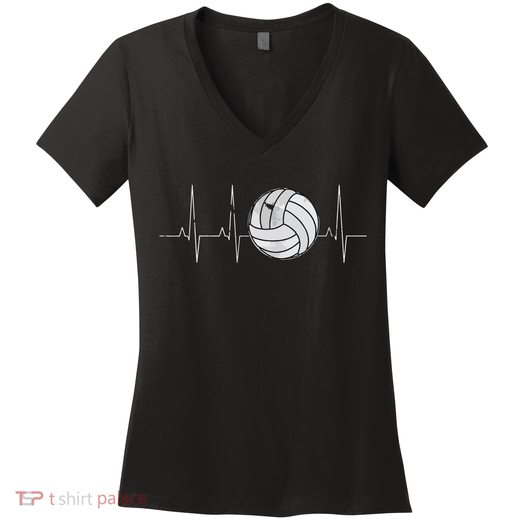 Volleyball Heartbeat As Funny Volleyball Gift Ideas Women's V-Neck T-Shirt