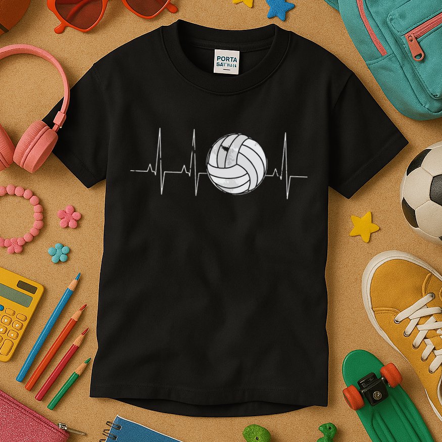 Volleyball Heartbeat As Funny Volleyball Gift Ideas Kids T-Shirt