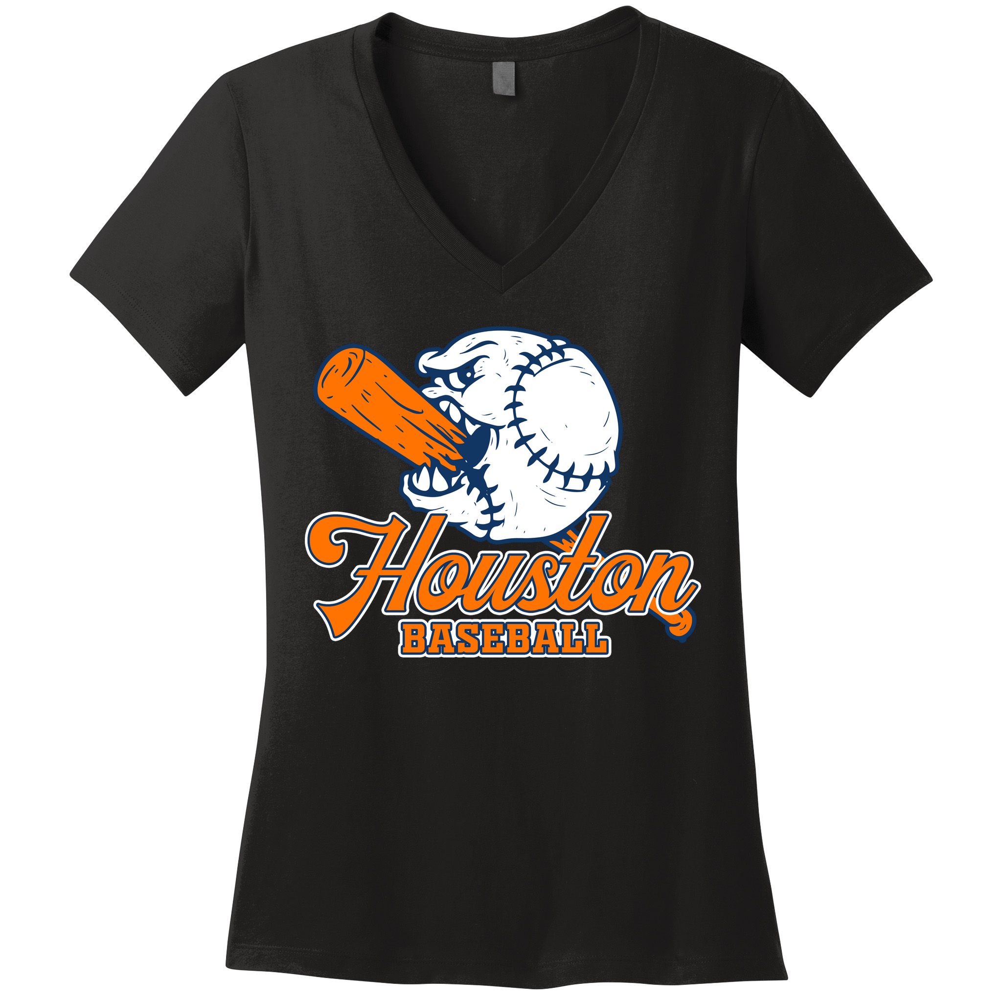 Vintage Houston Baseball Space City Retro Women's V-Neck T-Shirt