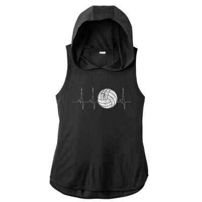 Volleyball Heartbeat As Funny Volleyball Gift Ideas Ladies PosiCharge Tri-Blend Wicking Draft Hoodie Tank