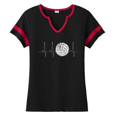 Volleyball Heartbeat As Funny Volleyball Gift Ideas Ladies Halftime Notch Neck Tee