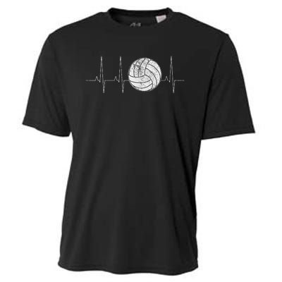 Volleyball Heartbeat As Funny Volleyball Gift Ideas Cooling Performance Crew T-Shirt