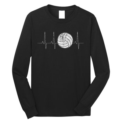 Volleyball Heartbeat As Funny Volleyball Gift Ideas Long Sleeve Shirt