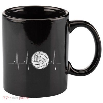 Volleyball Heartbeat As Funny Volleyball Gift Ideas 11oz C Handle Ceramic Mug