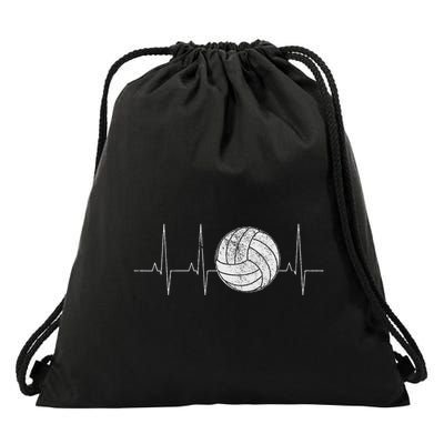 Volleyball Heartbeat As Funny Volleyball Gift Ideas Drawstring Bag