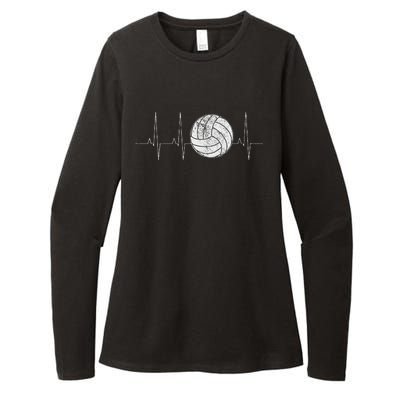 Volleyball Heartbeat As Funny Volleyball Gift Ideas Womens CVC Long Sleeve Shirt