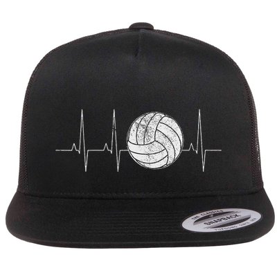 Volleyball Heartbeat As Funny Volleyball Gift Ideas Flatbill Hat