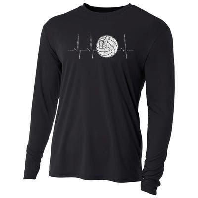 Volleyball Heartbeat As Funny Volleyball Gift Ideas Cooling Performance Long Sleeve Crew