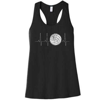 Volleyball Heartbeat As Funny Volleyball Gift Ideas Women's Racerback Tank