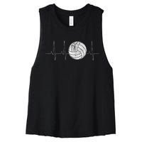 Volleyball Heartbeat As Funny Volleyball Gift Ideas Women's Racerback Cropped Tank