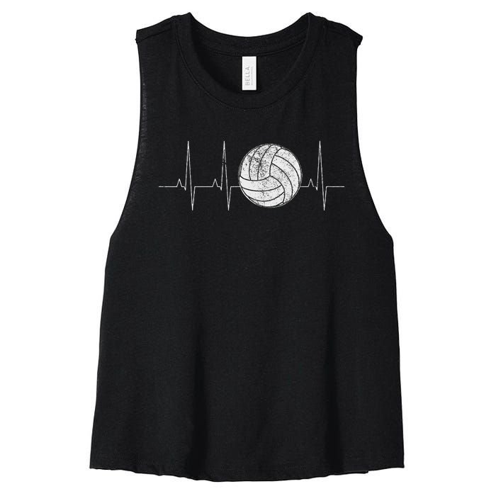 Volleyball Heartbeat As Funny Volleyball Gift Ideas Women's Racerback Cropped Tank