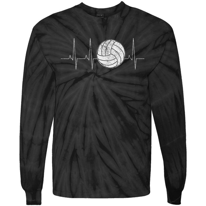 Volleyball Heartbeat As Funny Volleyball Gift Ideas Tie-Dye Long Sleeve Shirt