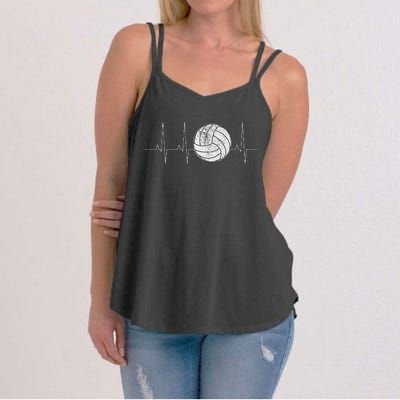 Volleyball Heartbeat As Funny Volleyball Gift Ideas Women's Strappy Tank