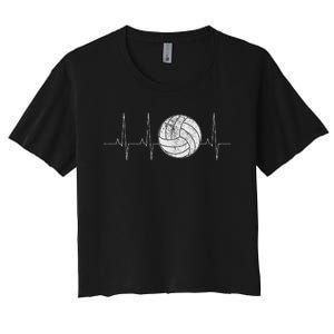 Volleyball Heartbeat As Funny Volleyball Gift Ideas Women's Crop Top Tee