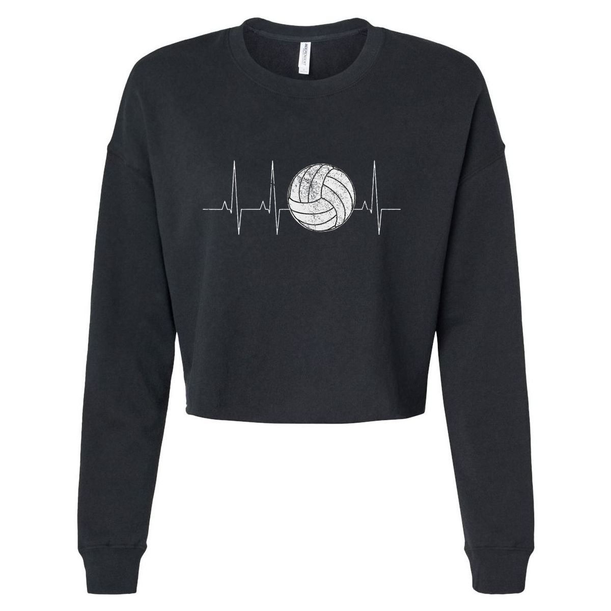 Volleyball Heartbeat As Funny Volleyball Gift Ideas Cropped Pullover Crew
