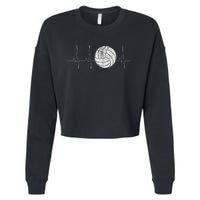 Volleyball Heartbeat As Funny Volleyball Gift Ideas Cropped Pullover Crew