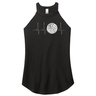 Volleyball Heartbeat As Funny Volleyball Gift Ideas Women's Perfect Tri Rocker Tank