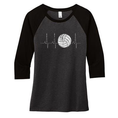 Volleyball Heartbeat As Funny Volleyball Gift Ideas Women's Tri-Blend 3/4-Sleeve Raglan Shirt