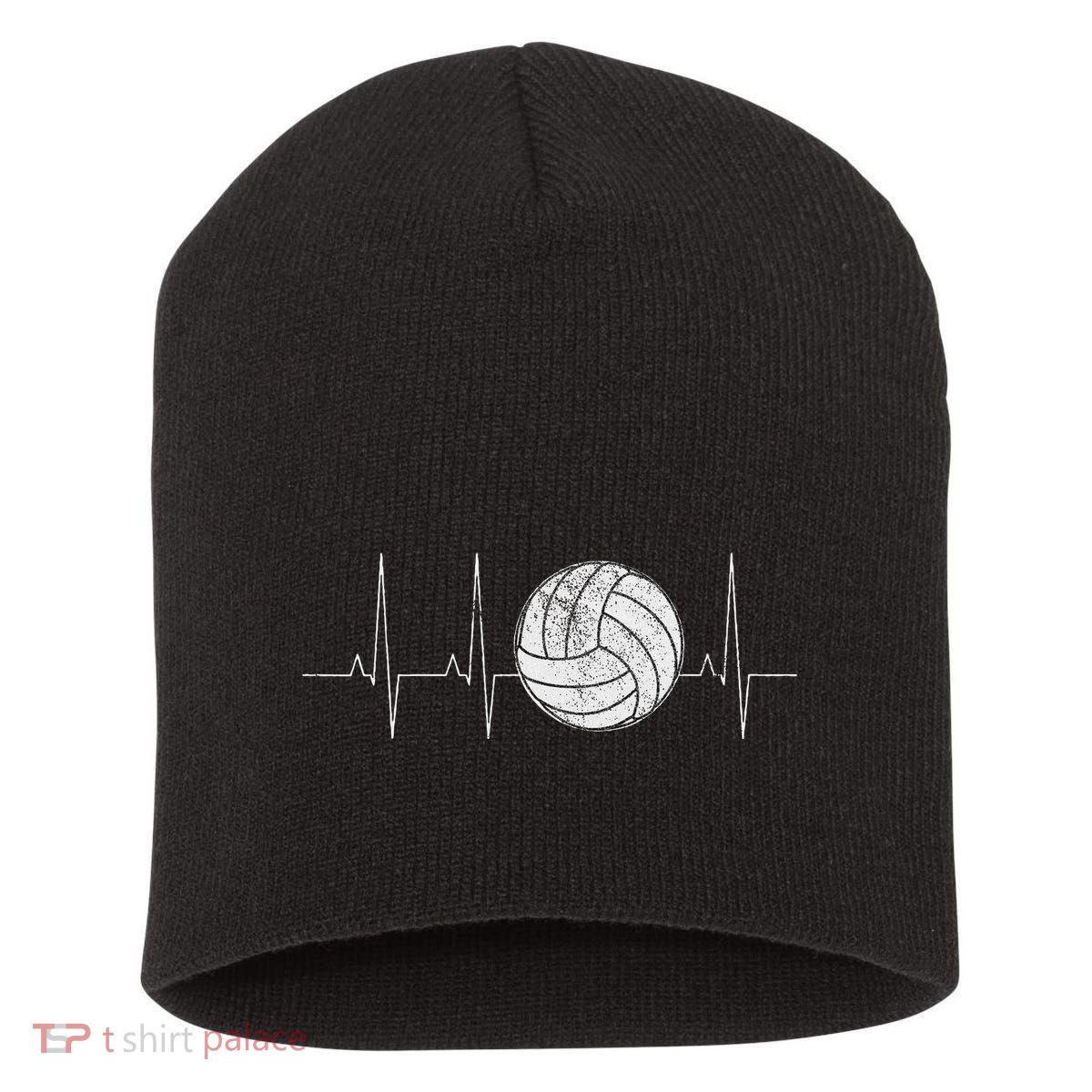 Volleyball Heartbeat As Funny Volleyball Gift Ideas Short Acrylic Beanie