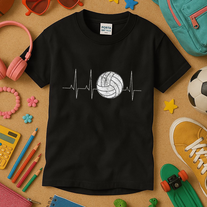 Volleyball Heartbeat As Funny Volleyball Gift Ideas Kids T-Shirt
