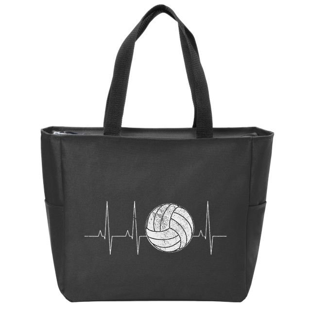 Volleyball Heartbeat As Funny Volleyball Gift Ideas Zip Tote Bag