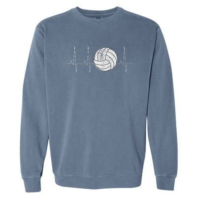 Volleyball Heartbeat As Funny Volleyball Gift Ideas Garment-Dyed Sweatshirt