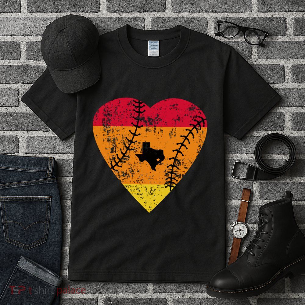 Vintage Houston Baseball Heart Tall T-Shirt
