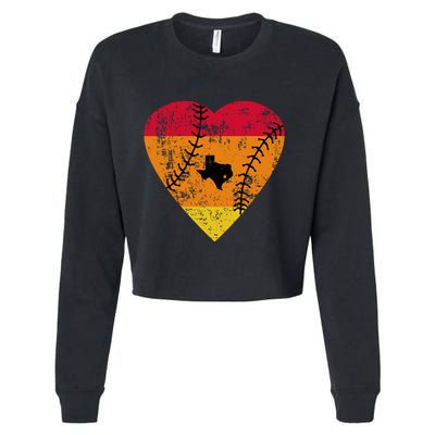 Vintage Houston Baseball Heart Cropped Pullover Crew