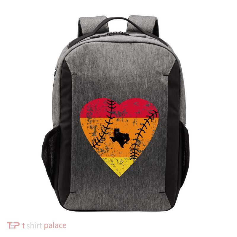 Vintage Houston Baseball Heart Vector Backpack