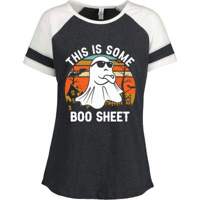 Vintage Halloween Boo Ghost Costume This Is Some Boo Sheet Enza Ladies Jersey Colorblock Tee