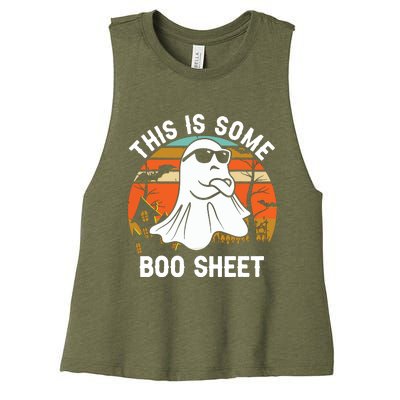 Vintage Halloween Boo Ghost Costume This Is Some Boo Sheet Women's Racerback Cropped Tank