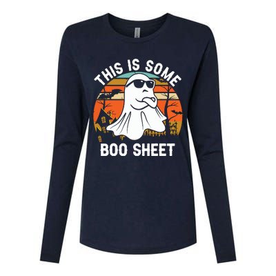 Vintage Halloween Boo Ghost Costume This Is Some Boo Sheet Womens Cotton Relaxed Long Sleeve T-Shirt