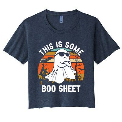 Vintage Halloween Boo Ghost Costume This Is Some Boo Sheet Women's Crop Top Tee