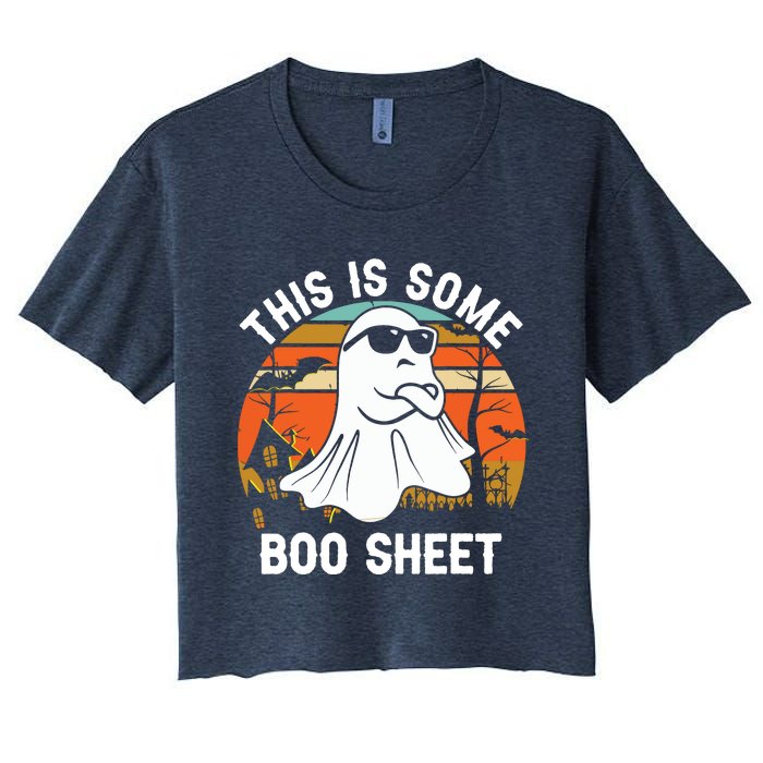 Vintage Halloween Boo Ghost Costume This Is Some Boo Sheet Women's Crop Top Tee