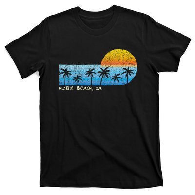 Vintage Hobie Beach Za Palm Trees & Sunset Beach T-Shirt