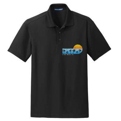 Vintage Hobie Beach Za Palm Trees & Sunset Beach Dry Zone Grid Polo