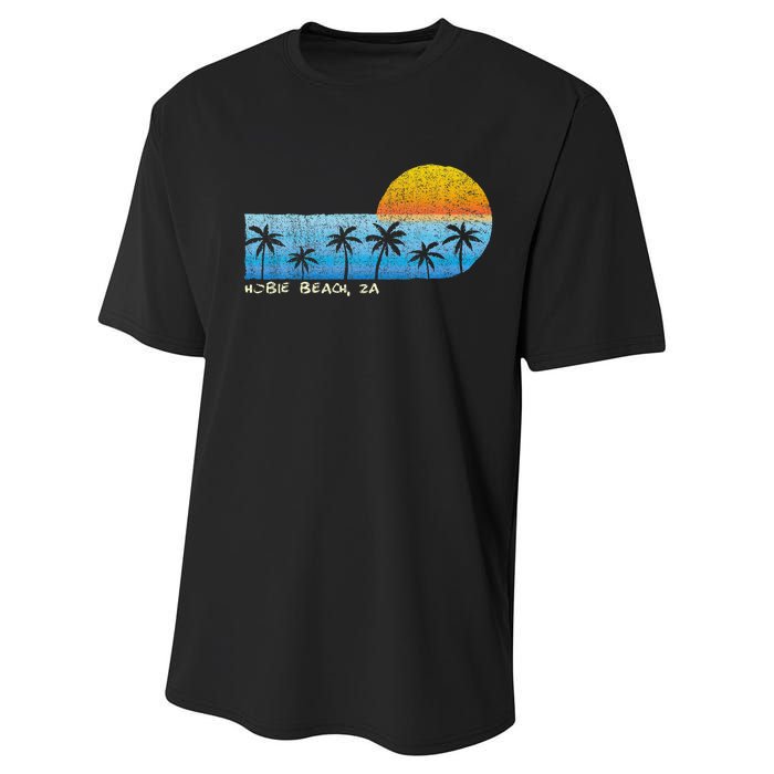 Vintage Hobie Beach Za Palm Trees & Sunset Beach Performance Sprint T-Shirt