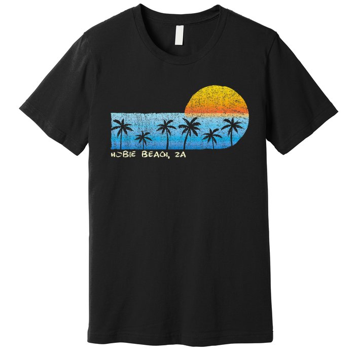 Vintage Hobie Beach Za Palm Trees & Sunset Beach Premium T-Shirt