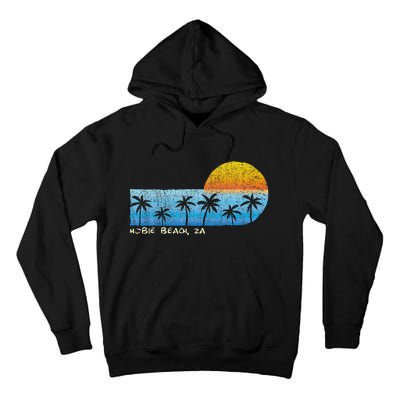 Vintage Hobie Beach Za Palm Trees & Sunset Beach Tall Hoodie