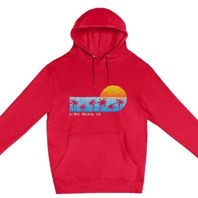 Vintage Hobie Beach Za Palm Trees & Sunset Beach Premium Pullover Hoodie