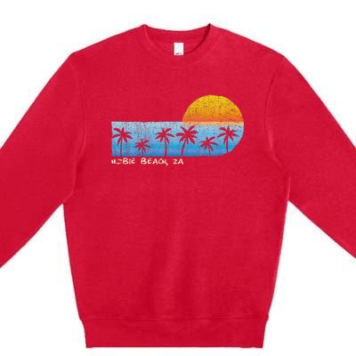 Vintage Hobie Beach Za Palm Trees & Sunset Beach Premium Crewneck Sweatshirt