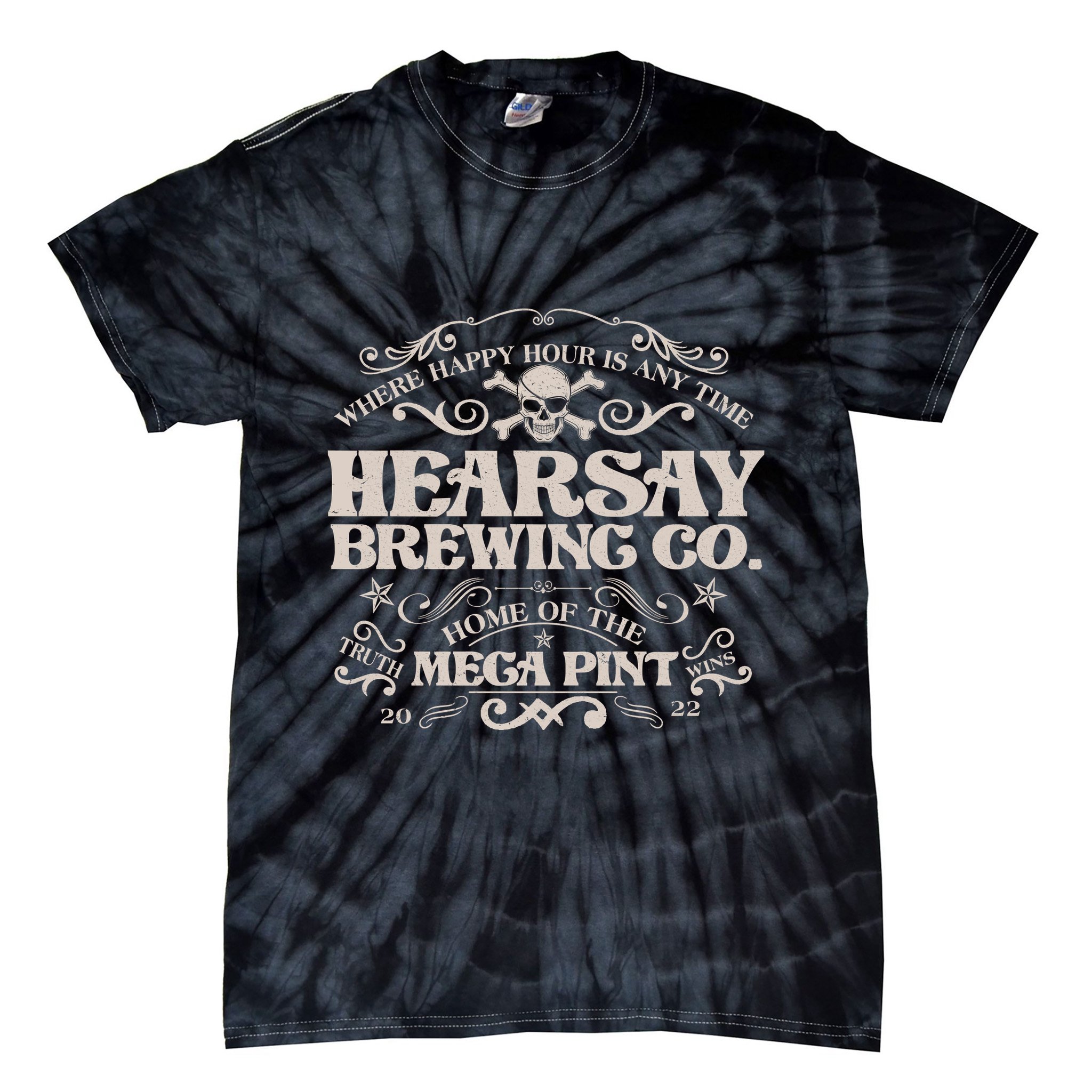 Vintage Hearsay Brewing Co. Where Happy Hour Is Any Time Tie-Dye T-Shirt
