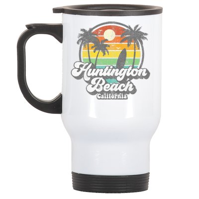 Vintage Huntington Beach California Surfing Stainless Steel Travel Mug