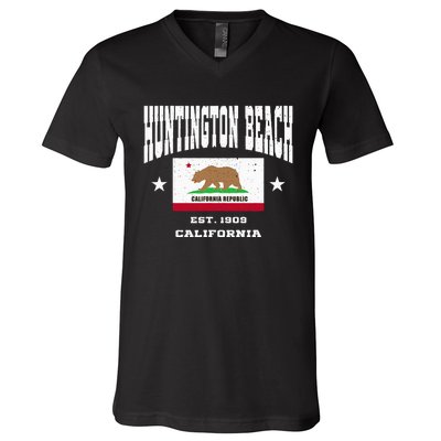 Vintage Huntington Beach California Ca V-Neck T-Shirt